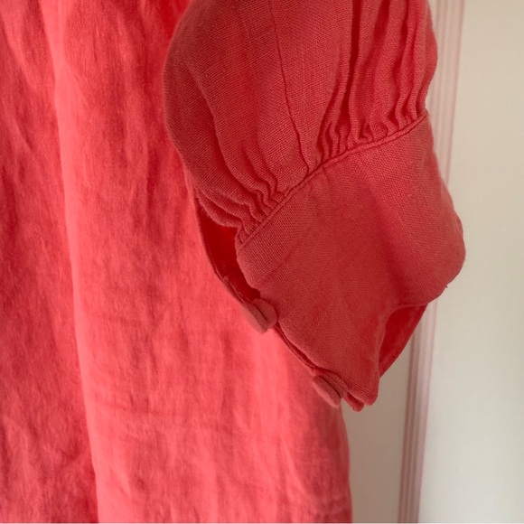 J. Mclaughlin Nylee Linen Mini Dress 3/4 sleeve Pockets Coral Rose Pink XSmall - Picture 4 of 8